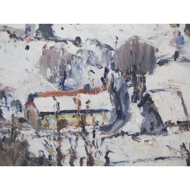 Max Theynet Signed Impressionist Swiss Rural Winter Landscape Oil Painting For Sale - Image 4 of 8