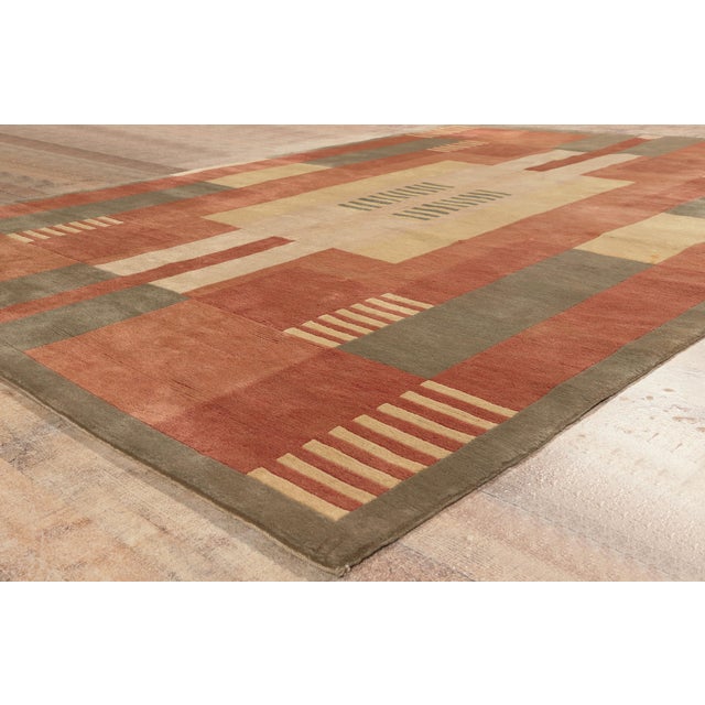 Burnt Orange Modern Tibetan Rug, 08'00 X 10'10 For Sale - Image 8 of 10