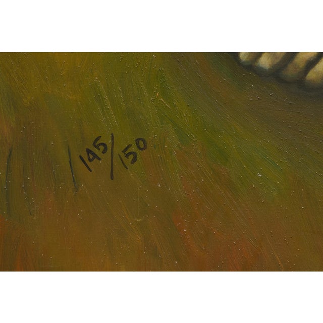 Modern Vintage Large Yuri Yuroz Hand-Painted Serigraph on Canvas For Sale - Image 3 of 4