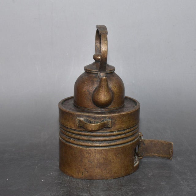 Vintage Solid Bronze Wine / Teapot With Integrated Charcoal Stove, Antique Chinese Warming Kettle Set, Chinoiserie Tabletop Decor For Sale - Image 9 of 9
