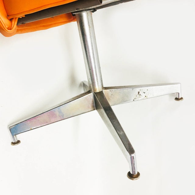 Orange Mid Century Modern Orange Vinyl High Back Chair For Sale - Image 8 of 12