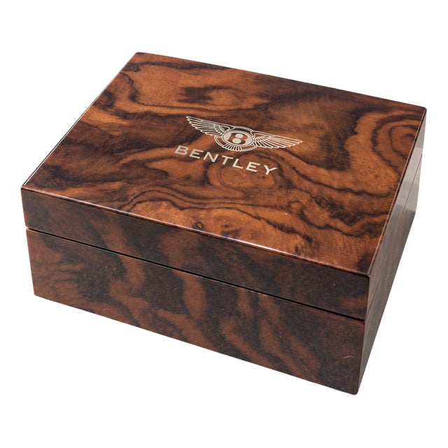 Bentley Wood Decorative Box with Winged B Logo For Sale