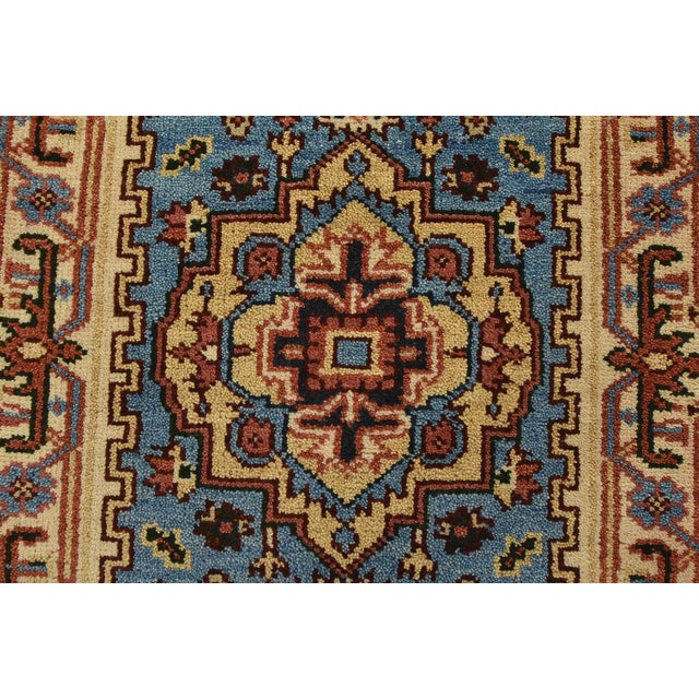 Textile Heriz Runner 2’6” X 7’11” Blue Wool Tribal Hand-Knotted Oriental Rug For Sale - Image 7 of 12