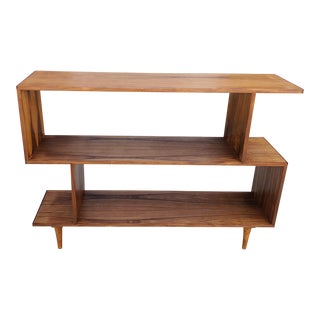 Danish Modern Style Zig-Zag Walnut Bookcase For Sale