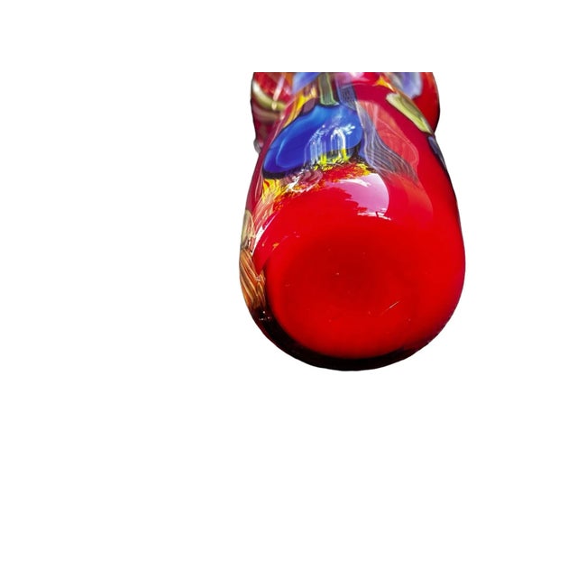 Murano Colorful Cased Floral Studio Art Glass Vase For Sale - Image 9 of 9