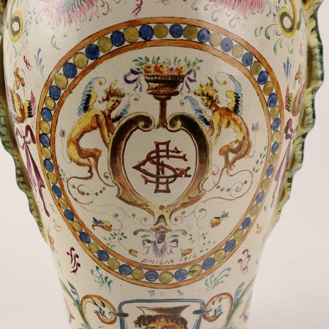 Antique Vases in Majolica, Set of 2 For Sale - Image 3 of 16