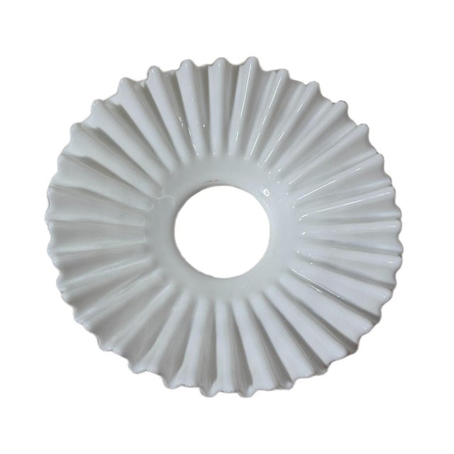 Victorian 19th Century Antique Victorian Fluted White Milk Glass Petticoat Lampshade - 3" Fitter For Sale - Image 3 of 3