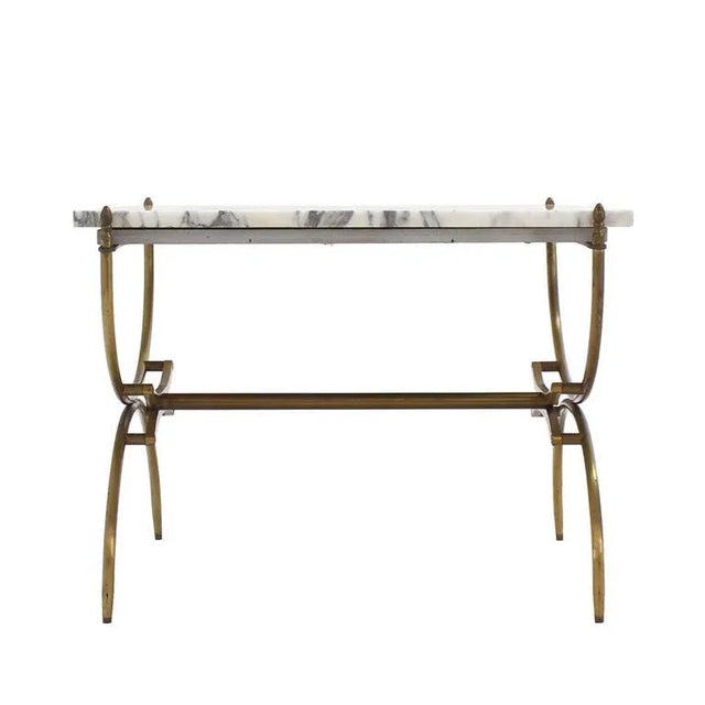 Mid-Century Modern Solid Brass Marble Top Arch Shape Legs Side Table For Sale - Image 4 of 10