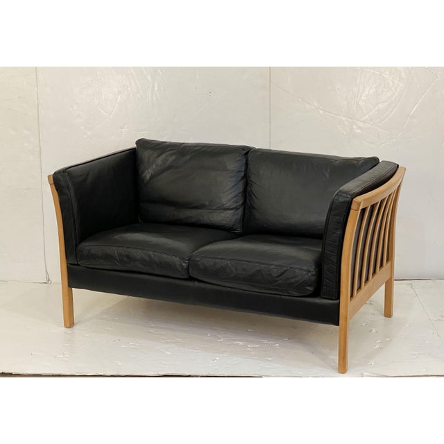 Stouby Danish Modern Sofa of Leather and Beech by Stouby For Sale - Image 4 of 12