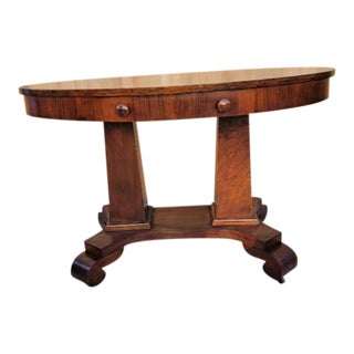 1920s Antique American Empire Style Oval Game Console Table For Sale