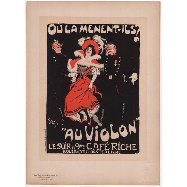 J. A. Grün, Café Riche: Où la mènent-ils? Au Violon from Les Maîtres de L'Affiche, 1898, Original Lithograph For Sale - Image 8 of 13