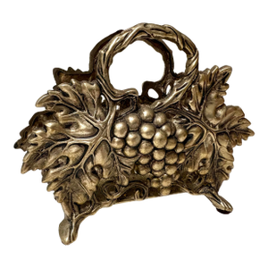 Vintage Silver Toned Textured Grape Napkin Holder