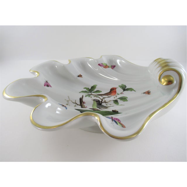 Vintage Herend Hungary Rothschild Bird 9" Shell Dish 7444 Hand Painted Porcelain Chairish