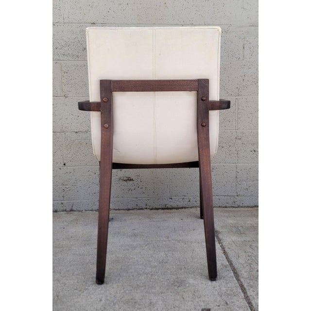Wood Authentic Holly Hunt "Studio H" Leather Scoop Dining Arm Chairs Set 10 For Sale - Image 7 of 18