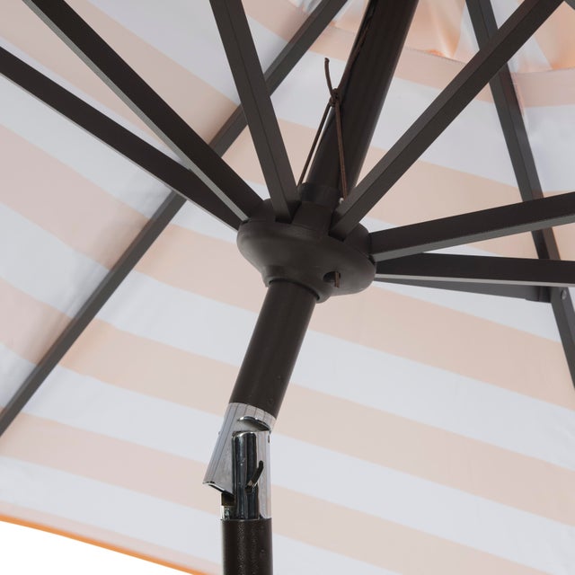 Modern Resistant Fashion Line 9 Ft Auto Tilt Umbrella in Orange & White For Sale - Image 3 of 5