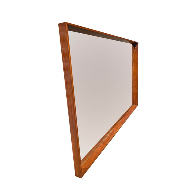 Vintage Mid Century Modern Designer Wall Mirror Good quality wood. Can be hung either way as shown. Large clean mirror....