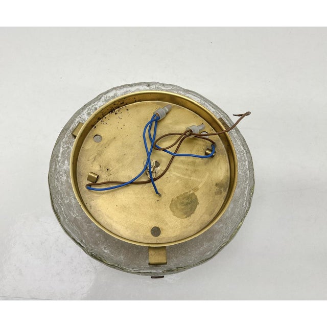 Ice Glass Flush Mount Lamp with Brass Details from Hillebrand Lighting, Germany, 1960s For Sale - Image 17 of 18