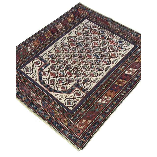 Late 19th Century 1880's Antique Caucasian Marasali Shirvan Rug - 3′5″ × 4′2″ For Sale - Image 5 of 9