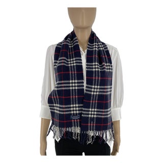 Burberry Children Dark Blue Merino Wool & Cashmere Small Scarf For Sale