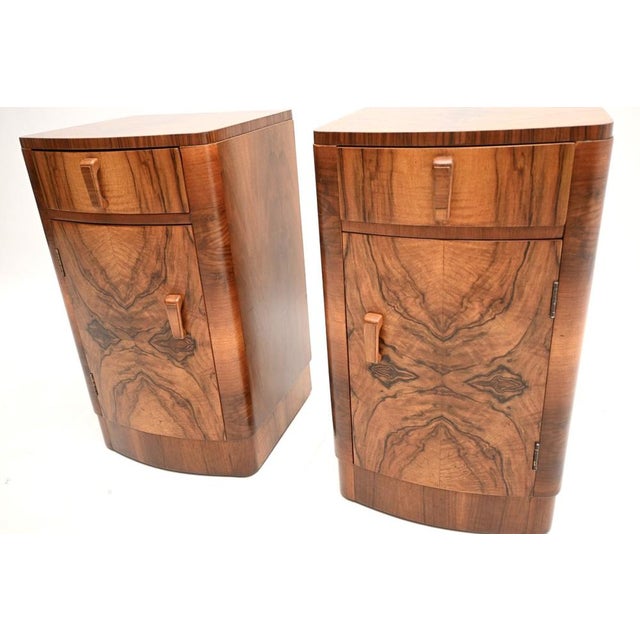 Art Deco Walnut Bedside Tables, 1930, Set of 2 For Sale - Image 9 of 11