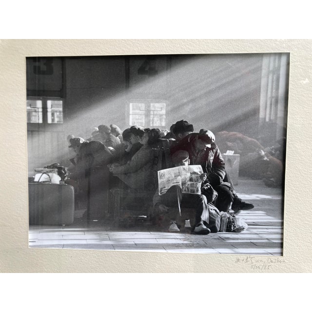 1980s 1980s Dazhen Wu, Interesting Black and White Photograph "Chinese Train Station" Signed, Framed For Sale - Image 5 of 10