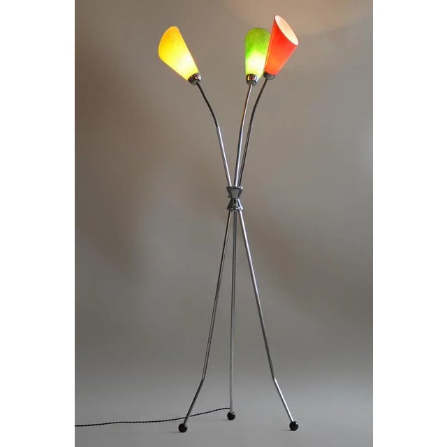 Mid-Century Chrome-Plated Steel Floor Lamp attributed to Napako, 1950s For Sale - Image 6 of 9