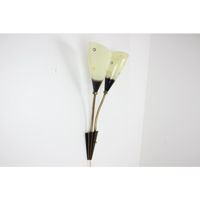 Mid-Century Brass & Glass Wall Lamp, 1960s For Sale - Image 4 of 17