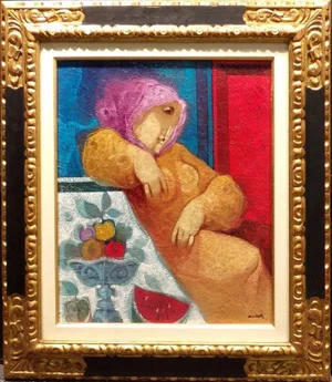 Sunol Alvar "Reposo Sobre Las Frutas" Original Oil on Canvas Custom Frame