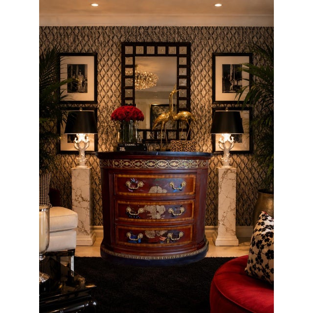 Mid 19th Century Imperial Garden Chest | Hand-Painted Chinoiserie Marble Top Dresser For Sale In Salt Lake City - Image 6 of 10