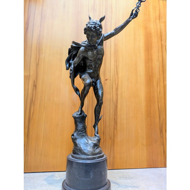 Early 20th Century Early 20th Century Grand Tour Bronze Sculpture: Flying Mercury (After Giambologna) For Sale - Image 5 of 8