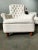 White Armchair with Wooden Structure and White Fabric For Sale - Image 8 of 9