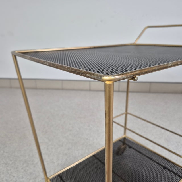 Vintage French Serving Cart in Mathieu Matégot Style, 1950s For Sale - Image 10 of 12