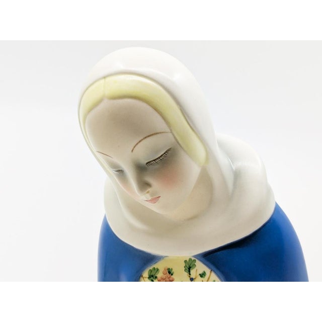 1930s Ceramic Madonna Hand-Decorated by Paola Bologna for Lenci, Turin, 1935 For Sale - Image 5 of 18