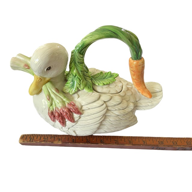Fitz & Floyd "Le Canard" Figural Duck Teapot With Carrot Handle & Radish Spout, 2004–2005 For Sale - Image 10 of 11