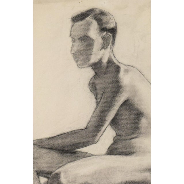 1920s Vintage Art Deco Charcoal Male Nude Figure Drawing by Anne Neumark 1928 For Sale - Image 5 of 6