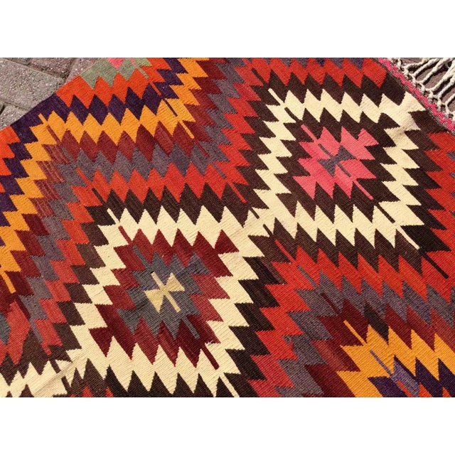 1960's Bohemian Kilim Rug, 61" X 41" For Sale - Image 4 of 10