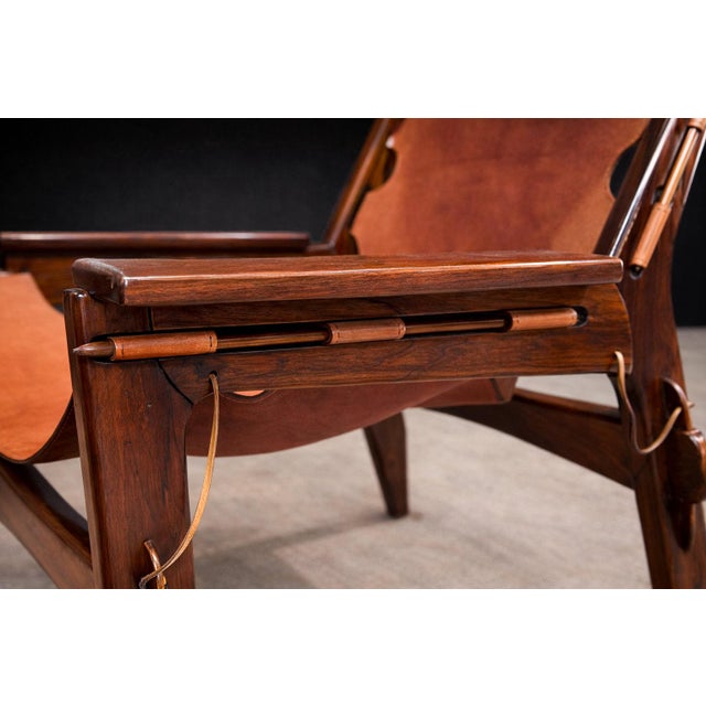 Mid-Century Modern Armchairs “Kilin” in Hardwood & Leather, Sergio Rodrigues, 1960s - Lot 595A For Sale - Image 3 of 17