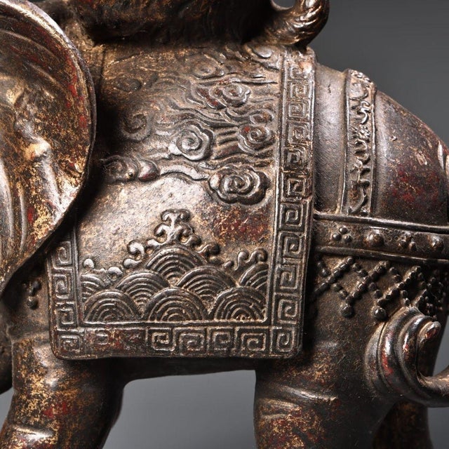 Late 19th Century Late 19th Century Gilt Bronze Monkey on Elephant Statue, 1.5kg For Sale - Image 5 of 8