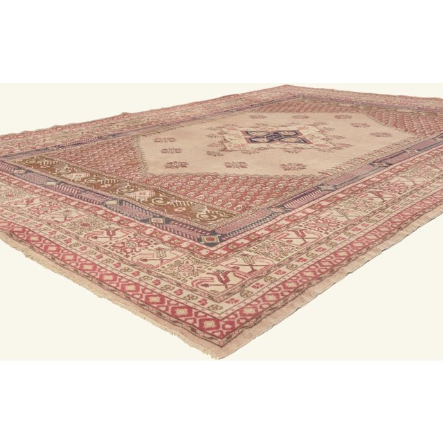 79748 Vintage Turkish Oushak Rug, 06'08 x 09'06. The Anatolian Legacy: A Vintage Turkish Oushak Masterpiece of Sacred...