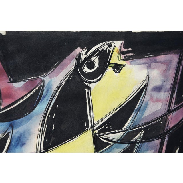Egbert Bruckner, Screaming Horse, 1950, Ink and Watercolor For Sale - Image 7 of 12