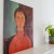 Wood Expressionist Portrait Painting 'Girl With Pigtails' After Modigliani For Sale - Image 7 of 8