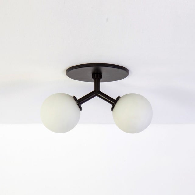 Not Yet Made - Made To Order Y Flush Mount, Modern, 3 Inches Glass Globes, by Research.Lighting, Modern, Minimal For Sale - Image 5 of 7