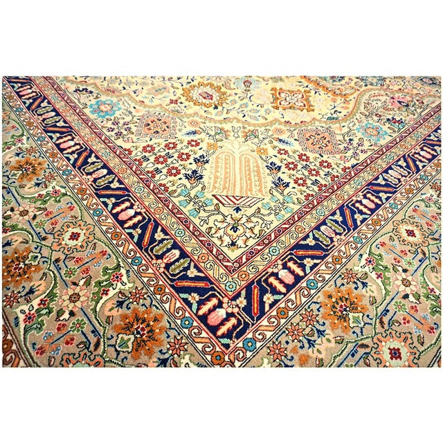 Textile Antique Persian Tabriz 10x13 Tan, Taupe, & Gold Handmade Area Rug #1143243 For Sale - Image 7 of 10