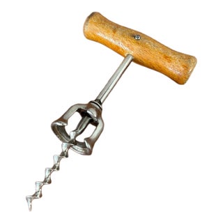 Vintage Mid Century Modern Wooden Handle Corkscrew Marked Germany For Sale