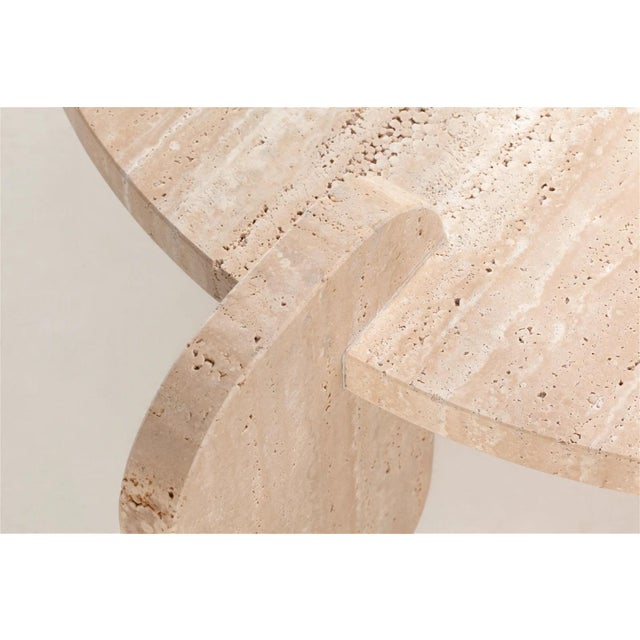 Contemporary Playing Games Center Table in Travertine by Dooq Details For Sale - Image 3 of 10