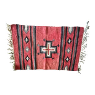 Spectacular New Mexico Large Red Cross 1920's Chimayo Weaving - Rare For Sale