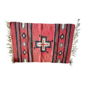 Spectacular New Mexico Large Red Cross 1920's Chimayo Weaving - Rare