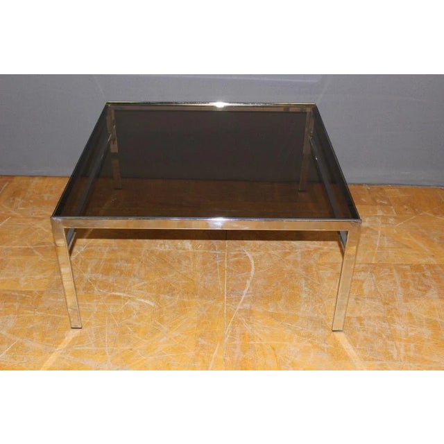 Coffee Table in Chrome and Smoked Glass, 1970s For Sale - Image 3 of 10