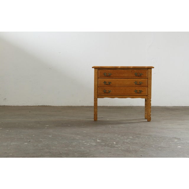 Vintage Danish Oak 3-Drawer Side Table in the style of Henning Kjærnulf, 1960s For Sale - Image 6 of 17