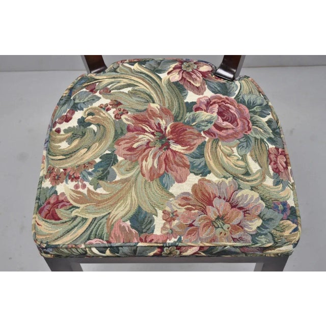 Brown Mid 20th Century Italian Neoclassical Style High Back Brass Inlay Dining Side Chairs - Set of 8 For Sale - Image 8 of 11